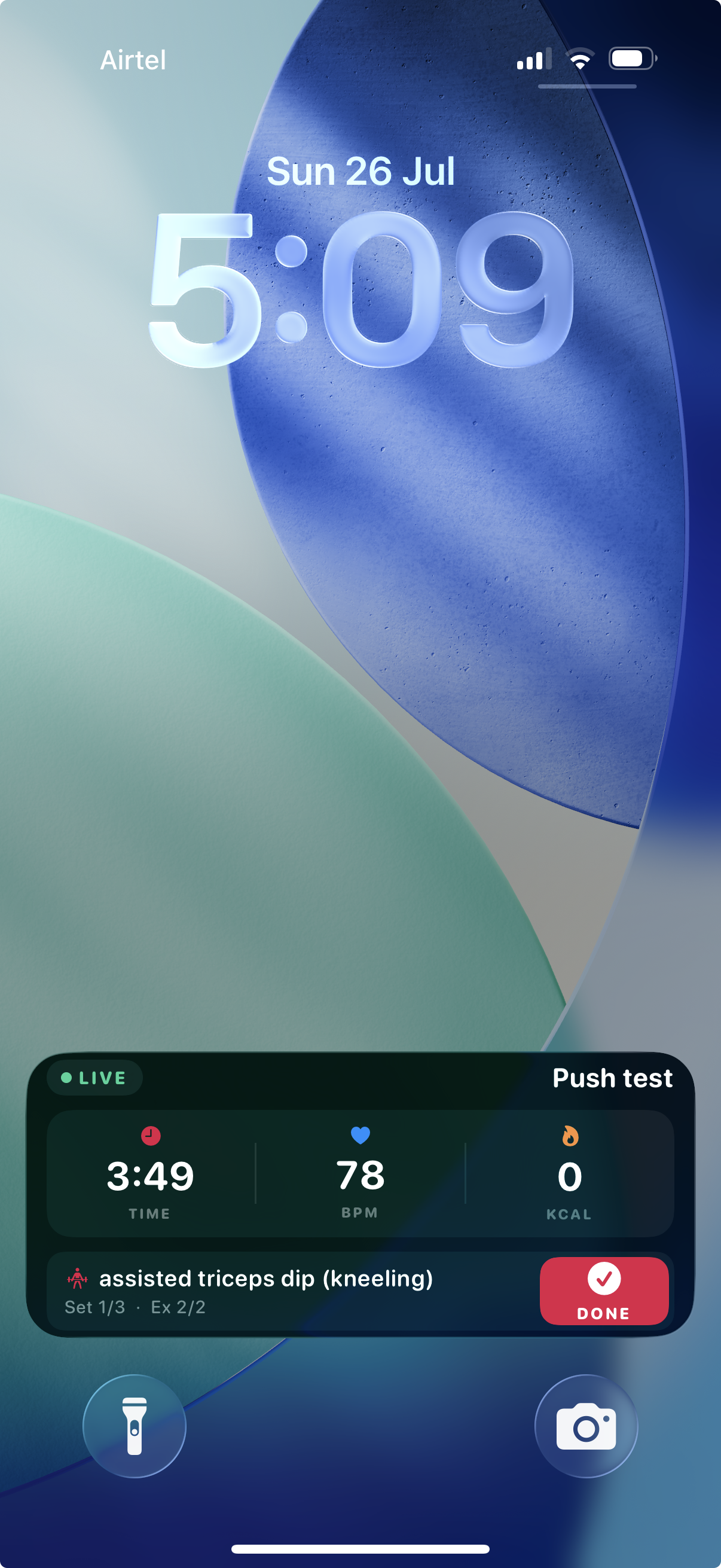 Iron Karnet workout Live Activity on the Lock Screen